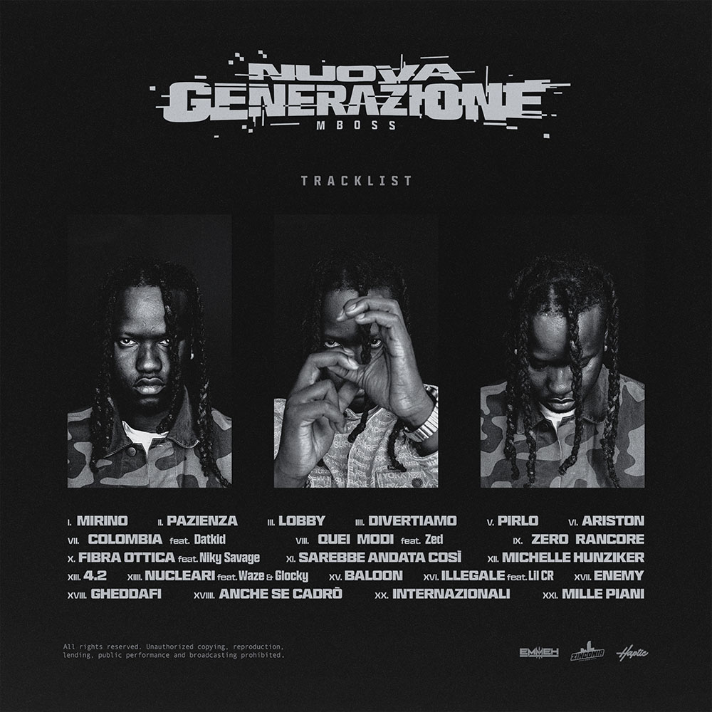 NUOVA GENERAZIONE tracklist artwork mboss